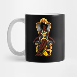 Afro African Queen, Beauty, Melanin Woman, Kente Pattern Mug